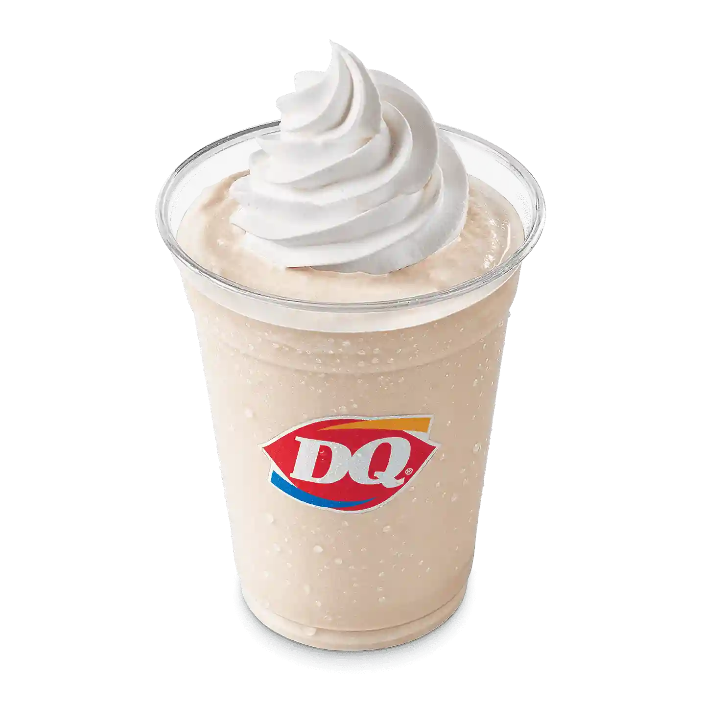Peanut Butter Shake with whipped cream topping in a DQ cup.